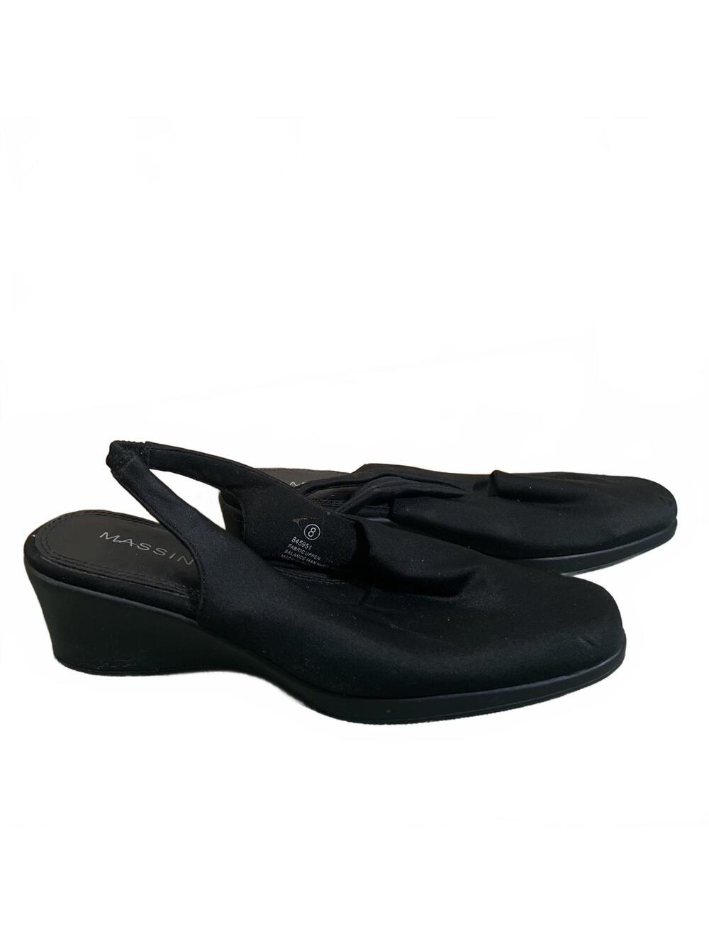 Massini Womens Black Slingback Wedge Shoes Size 8 Heels 84591